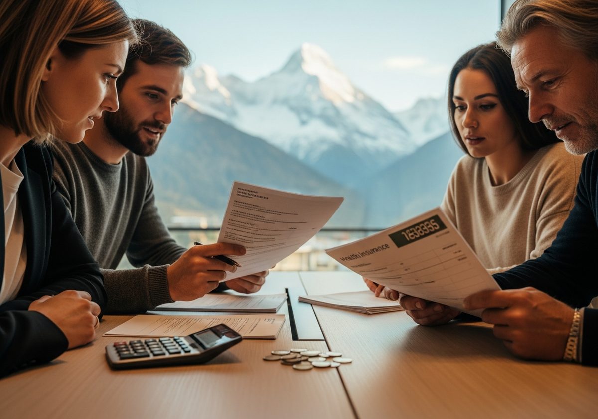Schweizer Grundversicherung vergleichen — Prämienübersicht auf dem Laptop